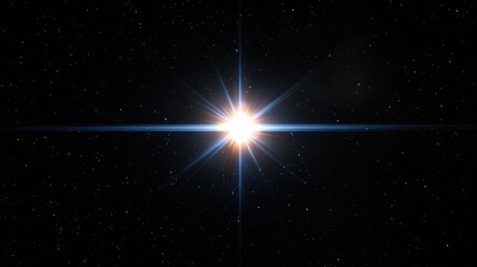Wall Mural - Bright star shining in the dark sky with lens flare effect