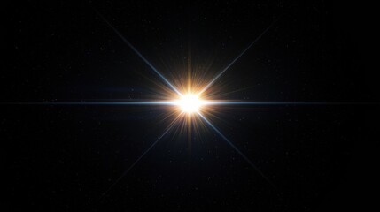 Wall Mural - Bright star shining in the dark universe with lens flare
