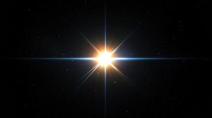 Wall Mural - Bright star shining in the dark space with lens flare