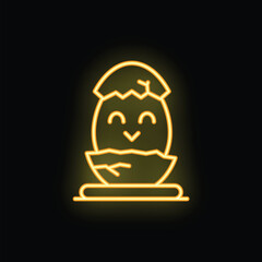 Wall Mural - Neon sign of a cute little chick hatching from an egg, perfect for easter or any project needing a cheerful touch