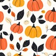 © Dina - halloween hip modern creative autumn  funky pumpkins illustration seamless pattern