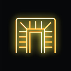 Poster - Bright yellow neon cpu microchip glowing on black background