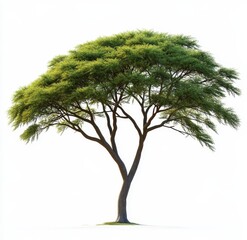 lush african acacia tree, isolated, white background, nature, design
