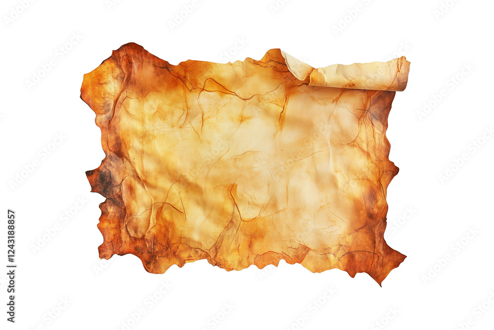 Parchment Ragged Edges Vintage aged parchment paper with rough, torn edges, featuring an ...
