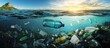 © Pinit - The illustration captures the stark reality of ocean pollution, focusing on the detrimental effects of plastic debris.
