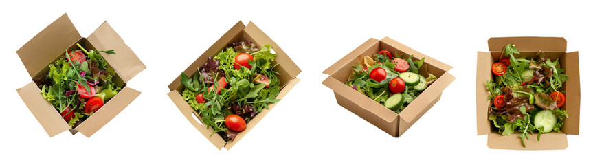 Wall Mural - Kraft Paper Box with Fresh Salad, Transparent Cut Out