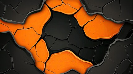 Wall Mural - Abstract Black And Orange Cracked Surface Design