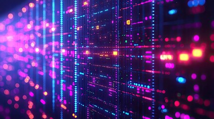 Wall Mural - abstract digital data stream: futuristic technology network server background