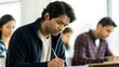 © Htet Wai Phyo - Indian Student Taking Notes in Class – A diligent student writing down important points during a lecture.