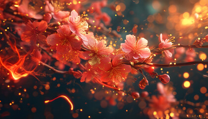 Poster - Cherry Blossom in Golden Light