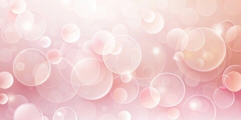 Wall Mural - Abstract Pink and White Circle Background Image Featuring Overlapping Bubbles with Soft Glow