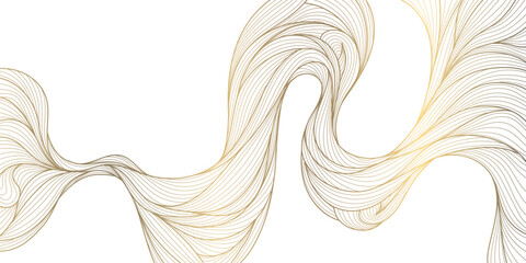 Wall Mural - vector gold wave line background, premium curve shape, glitter elegant template. flow light design, 