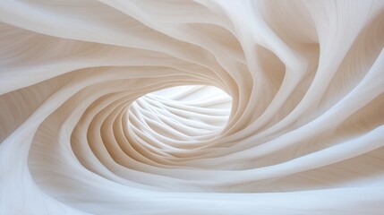 Wall Mural - Abstract swirling beige tunnel, light at end