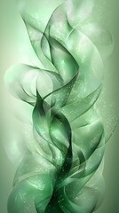 Wall Mural - An abstract composition featuring flowing green waves with a soft glow, creating an ethereal and tranquil atmosphere. Perfect for backgrounds and creative projects.