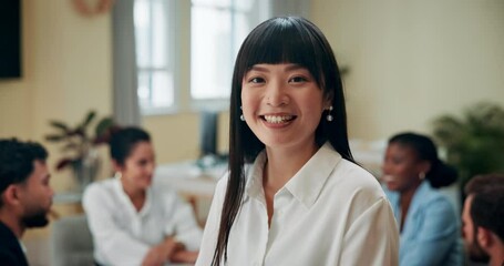 Poster - Business woman, face and tablet for research, communication or online networking for schedule planning. Manager, portrait or employee with technology for social media, report review or office meeting