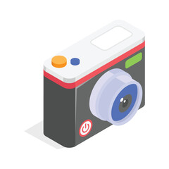 This vibrant isometric icon showcases a modern digital camera