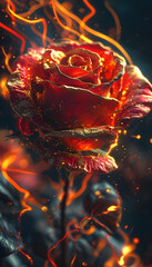 Poster - Golden Rose in Flames