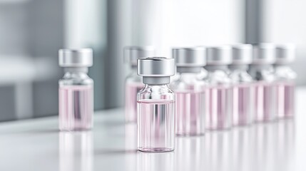 Wall Mural - Pink vials, lab setting, medical research, healthcare