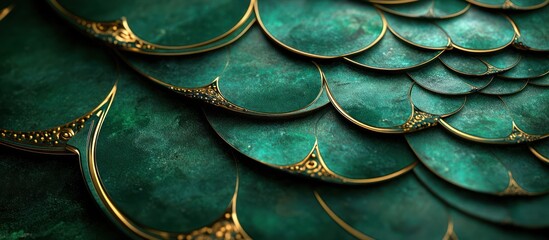 Emerald scales; ornate; close-up; texture; design