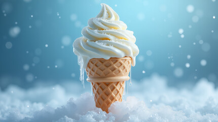 Wall Mural - ice cream cone on the ice