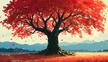 Wall Mural - Red Maple Tree in Autumn