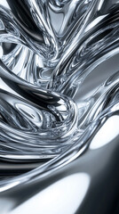 Leinwandbilder - Close-up of reflective metallic liquid with smooth texture and dynamic fluid motion, representing modern abstract art, sleek design, and futuristic digital aesthetics.