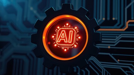 Artificial Intelligence and Machine Learning, a circuit board with binary code
