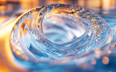 Fototapete - Close-up shot of swirling clear water with reflections and ripples, showcasing motion and fluid dynamics in a beautiful, abstract representation of liquid elegance.
