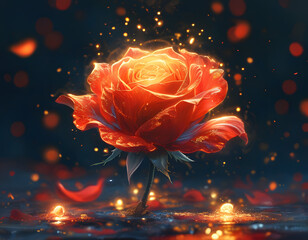 Sticker - Glowing Red Rose