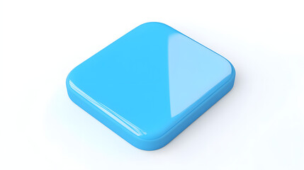 Wall Mural - blank mobile application icon, button - blue square with round corners. 3d rendering, white backgrou