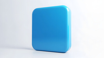 Wall Mural - blank mobile application icon, button - blue square with round corners. 3d rendering, white backgrou