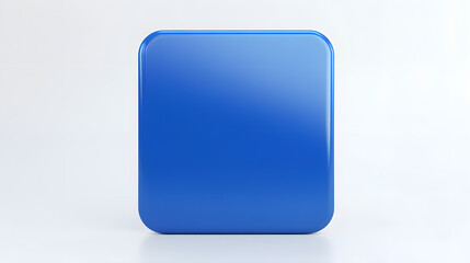 Wall Mural - blank mobile application icon, button - blue square with round corners. 3d rendering, white backgrou