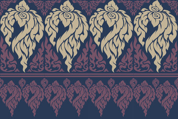 Wall Mural - seamless,pixel traditional ethnic, thai pattern, fabric pattern for textiles, rugs, wallpaper, clothing, sarong, batik, wrapping, embroidery, print, background, cover, illustration, vector.