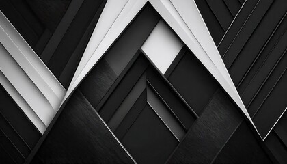 Leinwandbilder - geometric abstract black and white panel design for modern wall art or background with layered 3d texture