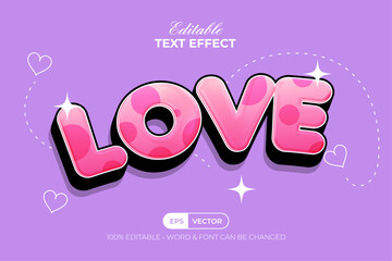 Wall Mural - Love 3D Text Effect Pink Curved Style. Editable Text Effect.