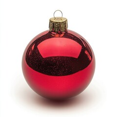 Fototapete - Shiny red Christmas ornament with golden cap ready for holiday decorating