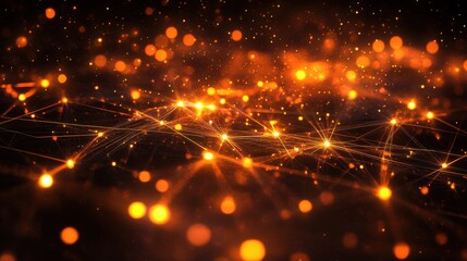 Poster - Creative representation of dynamic digital assets showcasing vibrant connections and glowing particles in a virtual landscape