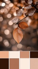 Poster - Warm caramel and chocolate brown bokeh tones create an inviting atmosphere with delicate leaves