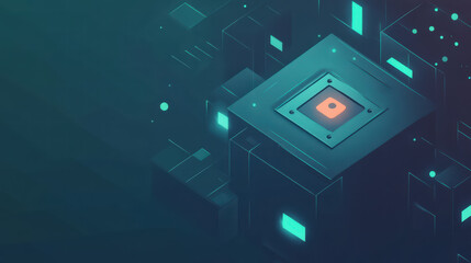 Isometric design of digital lock with binary code, showcasing futuristic aesthetic and technology elements. image conveys sense of security and innovation