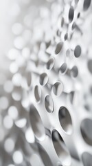 Poster - Bokeh dots create an elegant display of pale silver and bright white, showcasing simplicity and purity in a minimalist arrangement