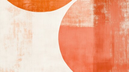 Poster - Minimalist composition featuring half-circles in coral and amber tones on a textured background for artistic inspiration