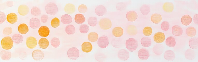 Poster - Elegant soft pastel dots in pink and amber blend seamlessly into a dreamy background creating a calming atmosphere