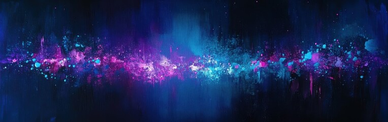 Aufkleber - Vibrant magenta and turquoise sparkles create a futuristic cosmic atmosphere against a black background