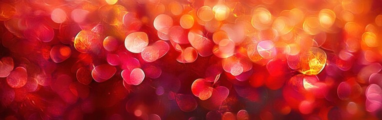 Poster - Fiery bokeh backdrop blends crimson and gold for a captivating visual experience at sunset