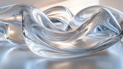 Wall Mural - Abstract glass sculpture in modern interior, reflecting light