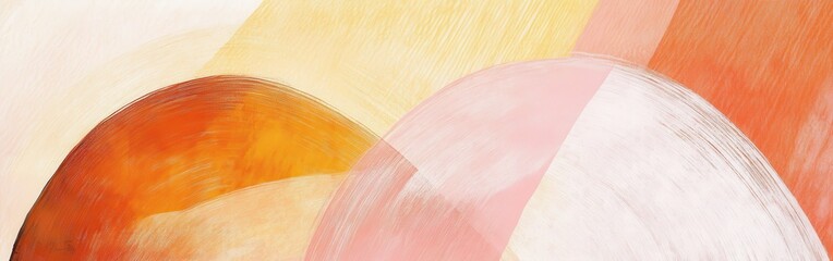 Poster - Elegant amber arcs create a soothing composition with soft pastel hues in a peaceful artistic setting