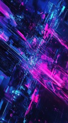 Aufkleber - Vivid abstract design featuring vibrant magenta elements interwoven with deep blue hues in a dynamic pattern