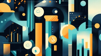 Aufkleber - Modern representation of venture capital with abstract elements and vibrant colors illustrating growth and innovation