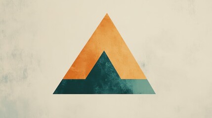 Aufkleber - Creative use of negative space in triangular shapes with orange and teal colors on a beige background