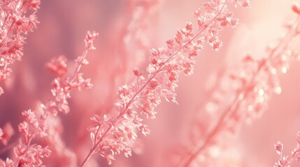 Fototapete - Pastel coral and pink flowers creating an elegant, soft ambiance in a serene, natural setting